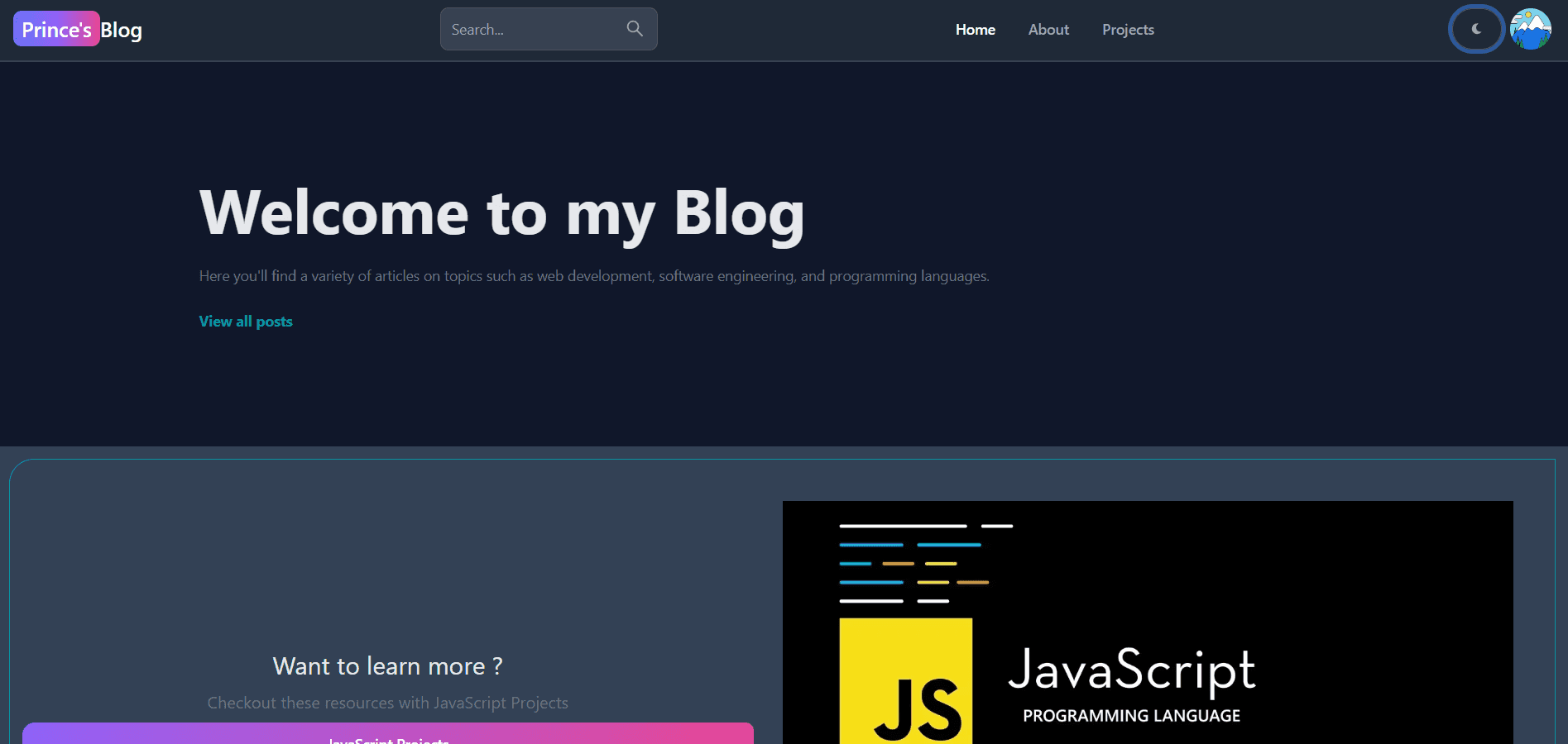 Screenshot of BlogWebsite project