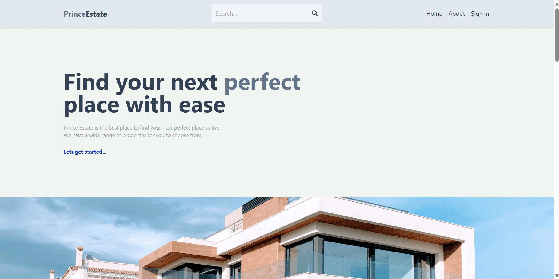 Screenshot of Real Estate Website project